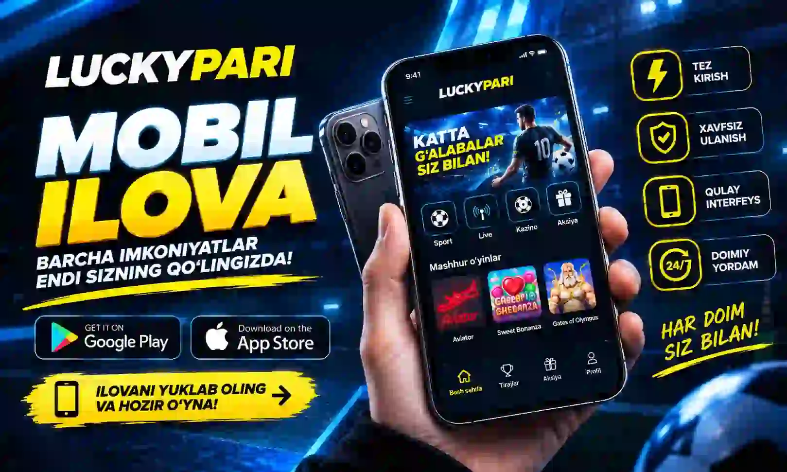 LuckyPari mobil ilovasi smartfonda