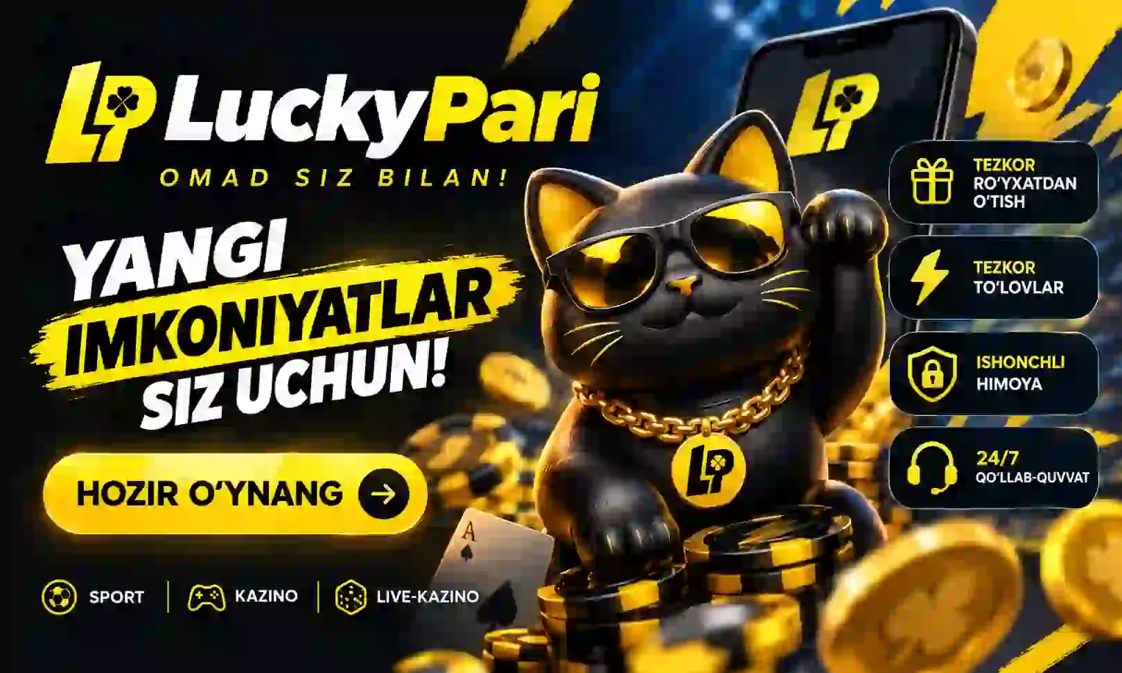 LuckyPari Uz Bonuslar va Slotlar