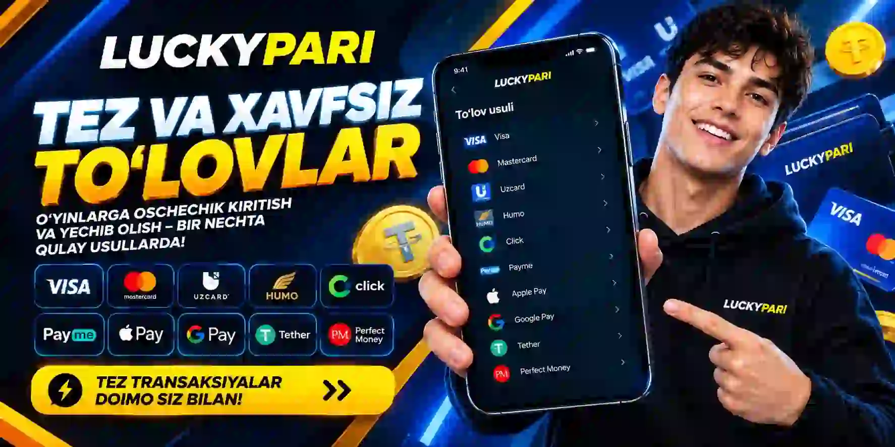 LuckyPari Uz To'lov tizimlari Uzcard Humo