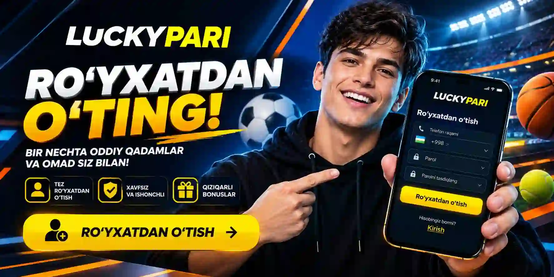 LuckyPari Uz Ro'yxatdan o'tish usullari